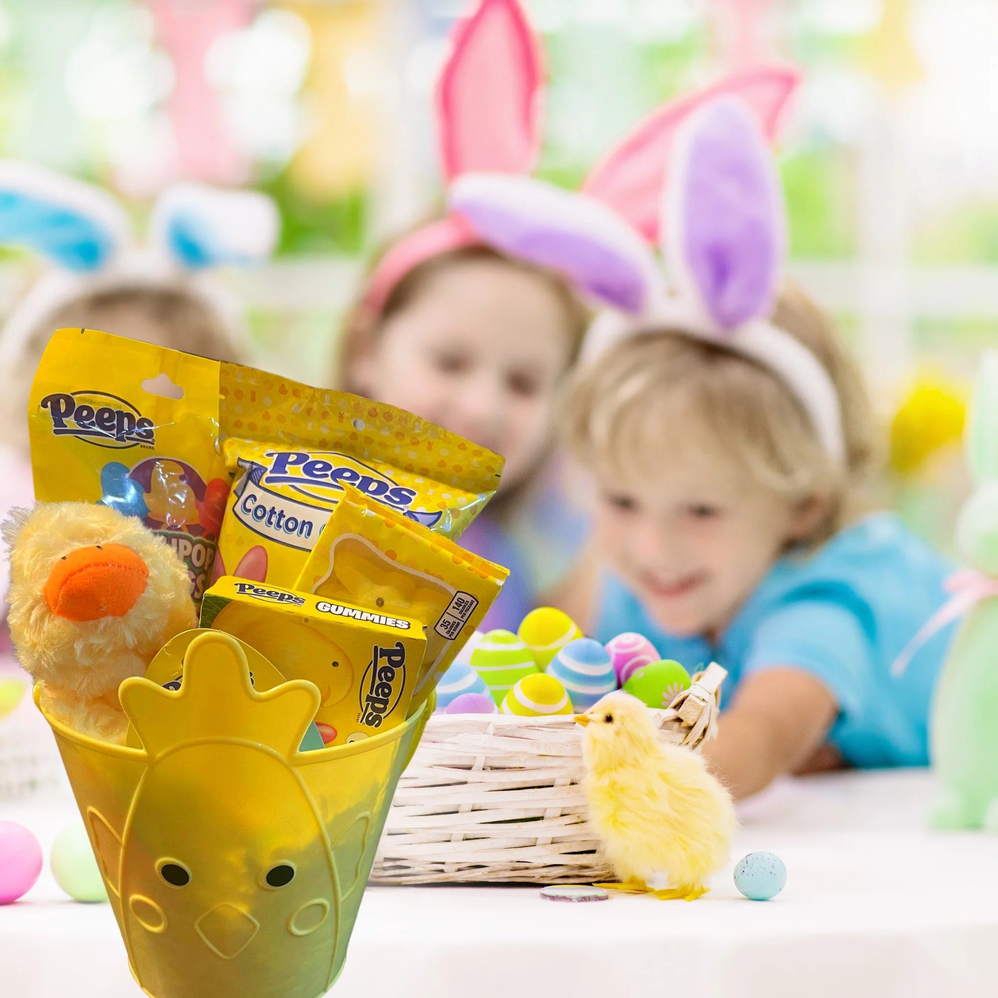 Easter Gift Basket with Plush Duck Toy, Candy, Lip Balm & Reusable Bucket U801934