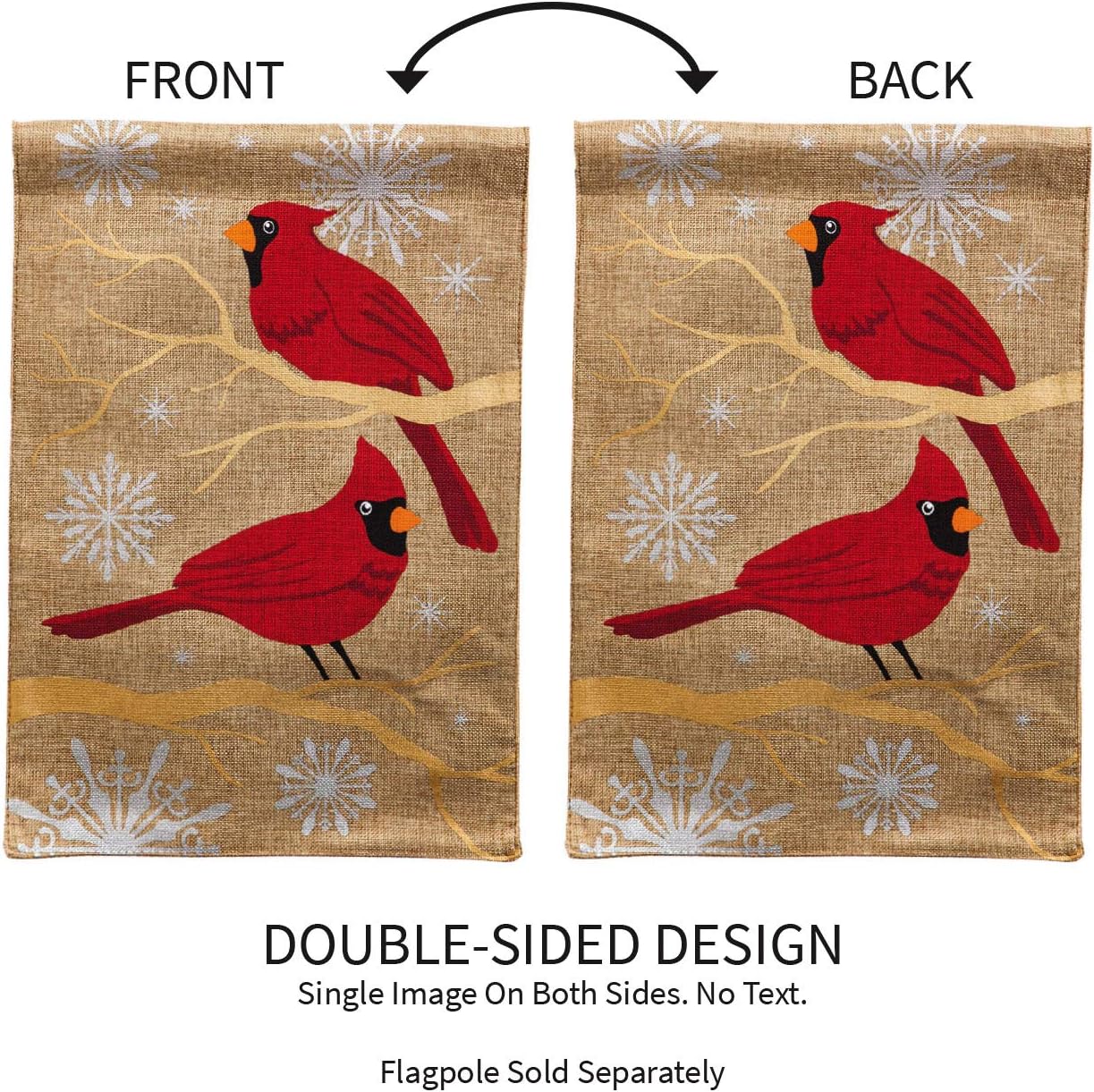 Burlap Feathers and Snow Garden Flag, 12.5 x 18 inches B6034
