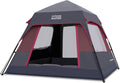 OutdoorMaster Tents, 4/6 Person Camping Tent with Dark Space Technology, Easy Setup in 60 Seconds, Weatherproof Pop Up Tent for Camping with Top Rainfly, Instant Cabin Tent - Black Red - 6 Persons