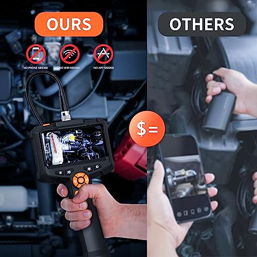 1080P HD Borescope with 8 Adjustable Lights, 16.4ft Semi-Rigid Snake Camera, IP67 Waterproof J638712