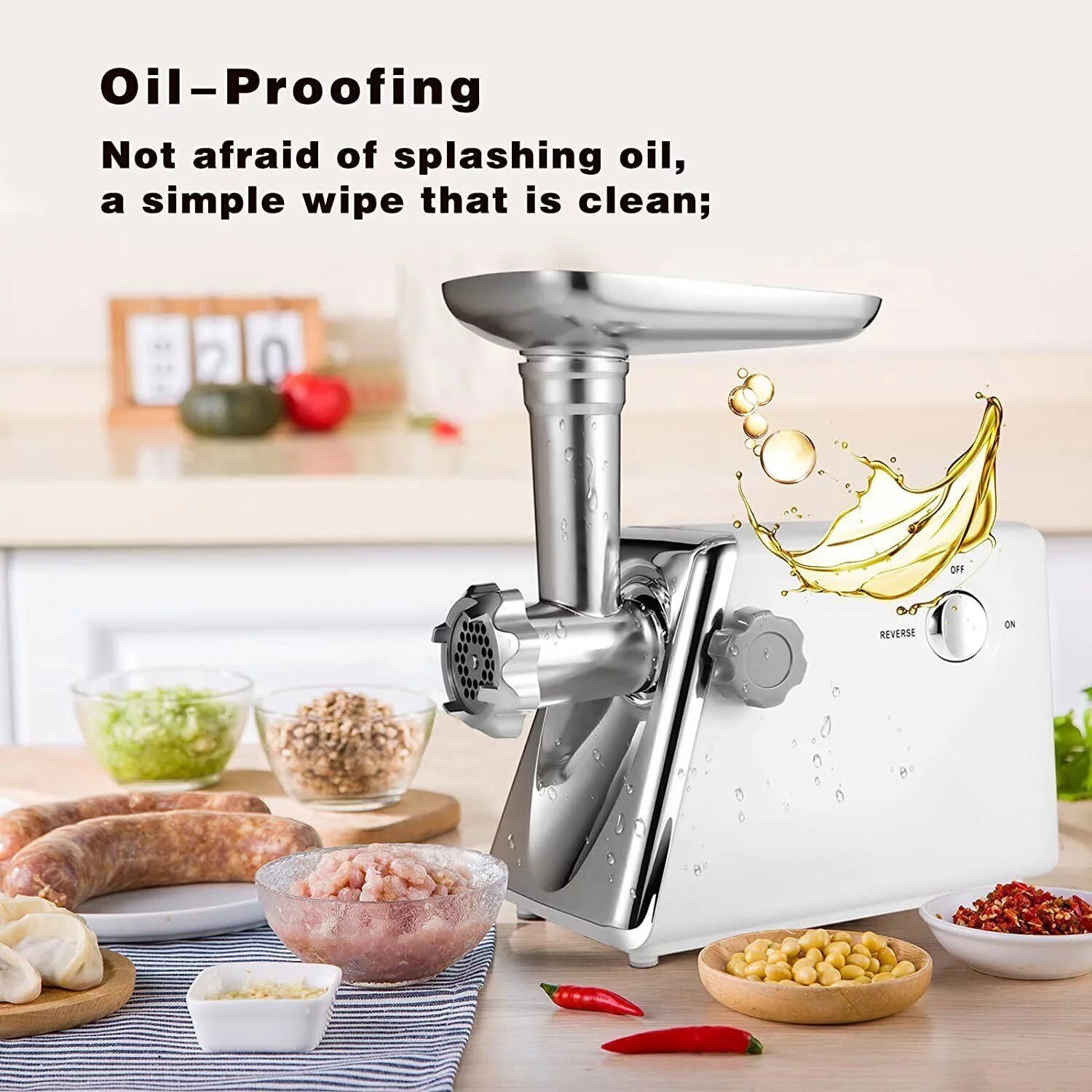 Electric Meat Grinder with Sausage & Kubbe Kit, 3 Plates, 600W D590979