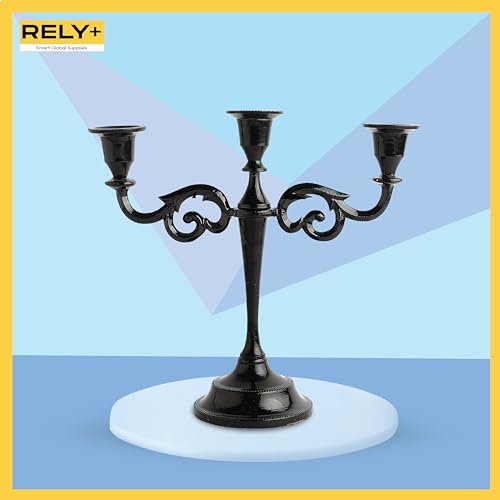 Glossy Black 10 Inch Taper Candle Holders for Table Centerpiece I92680