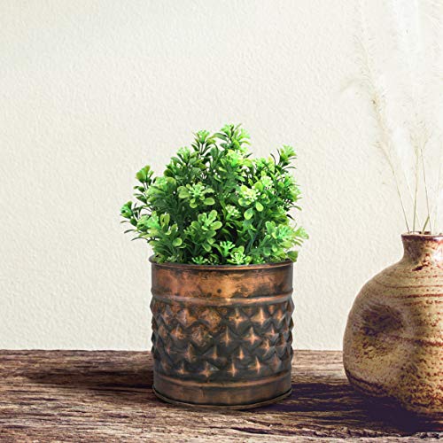 Decorative Diamond Textured Copper Metal Container W9948