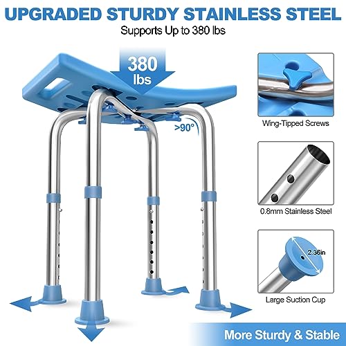 Shower Stool Stainless Steel, Adjustable Anti Slip Bath Chair for Seniors D31917
