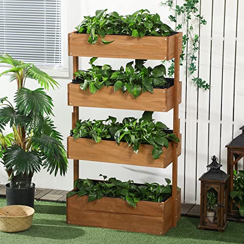 Wooden 4 Tier Vertical Garden Planter with Self-Draining S364