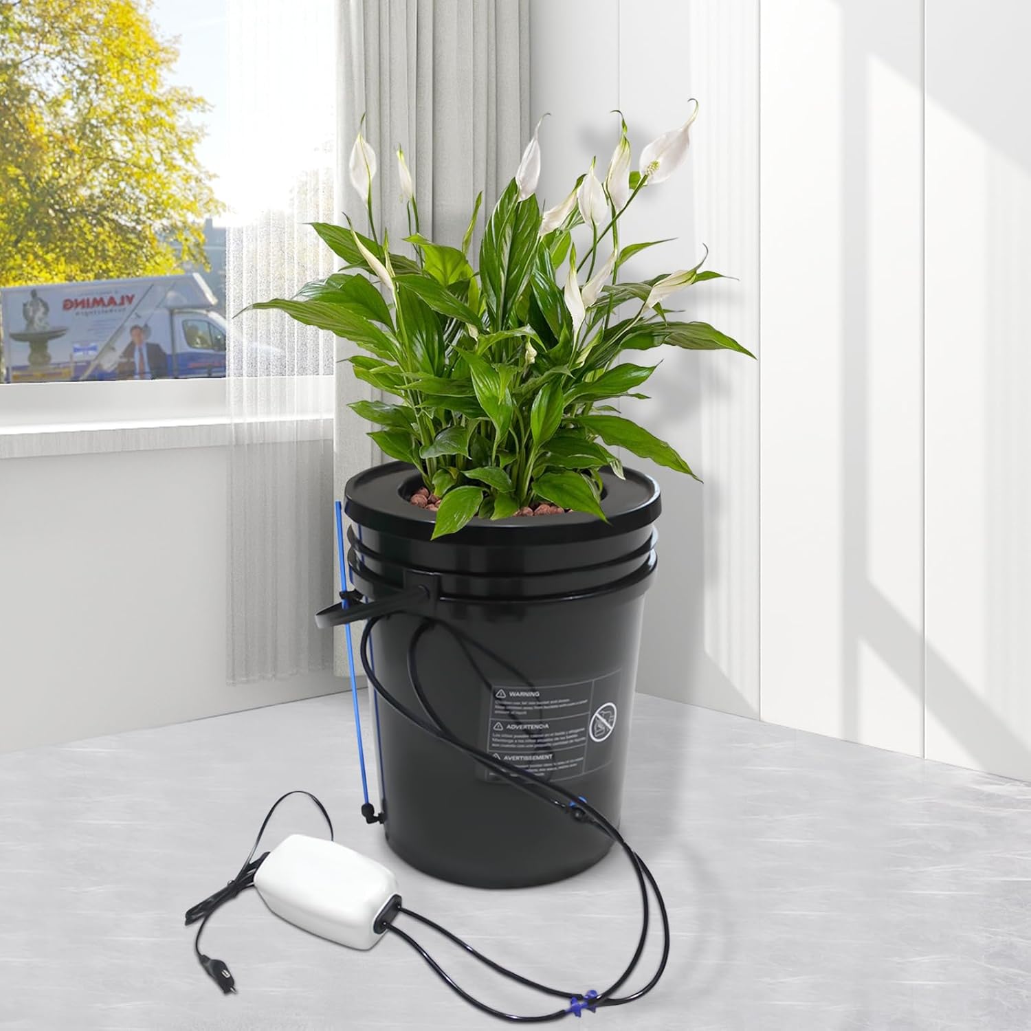 5-Gallon Deep Water Culture Hydroponics Growing System Kit with Air Pump and Air Stone J762868