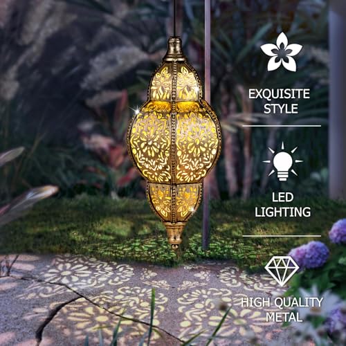 Hanging Solar Lantern Outdoor Decor, Waterproof LED for Garden Patio T6566