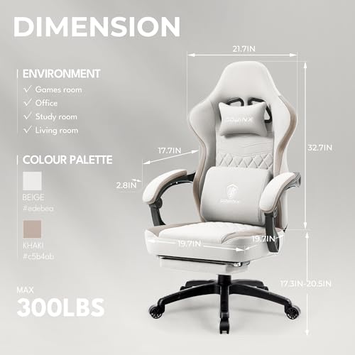 Gaming Chair with Breathable Fabric, Pocket Spring Cushion and Footrest H620