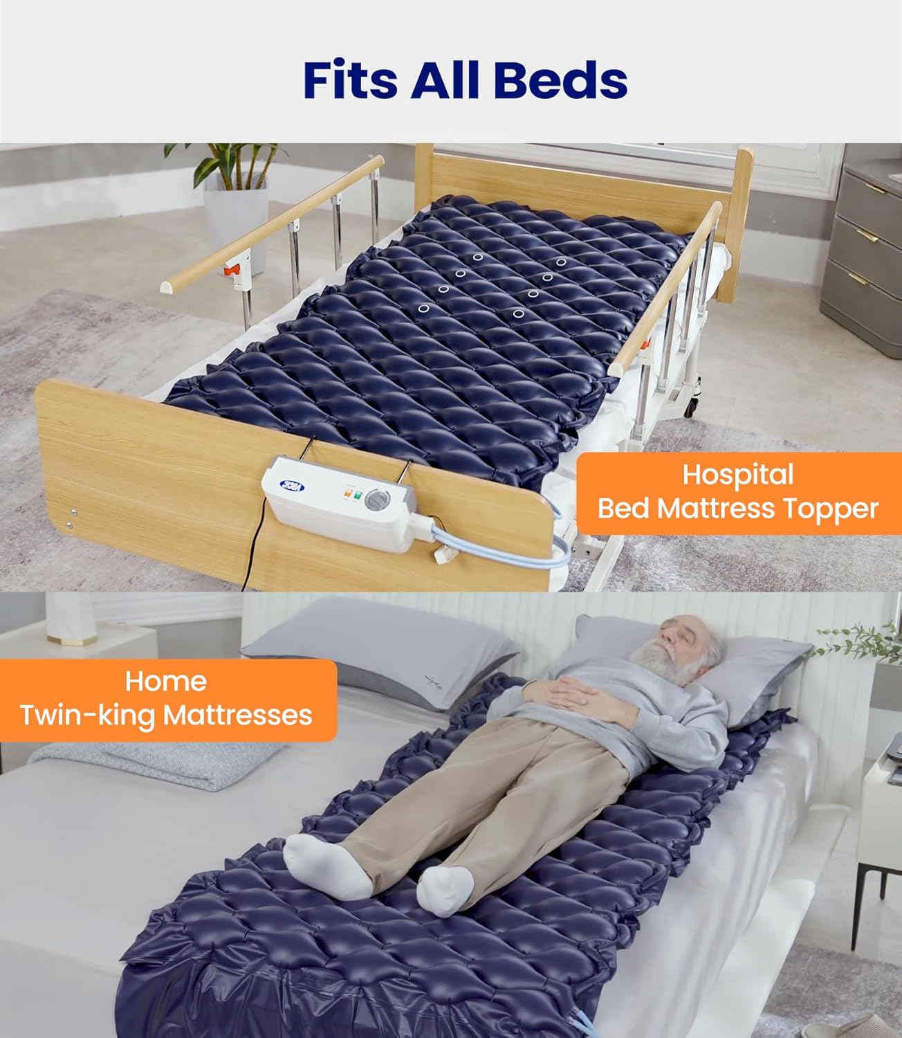 Alternating Air Pressure Mattress Pad with Micro Air Holes, Waterproof for Hospital Beds and Home Use J92714