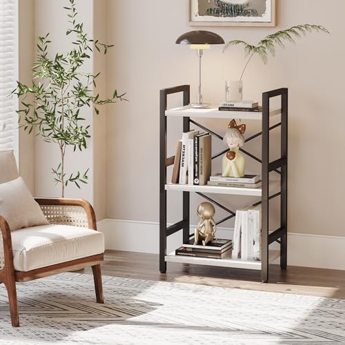 3 Tier Industrial Bookcase, Rustic Etagere Bookshelf for Living Room U5786