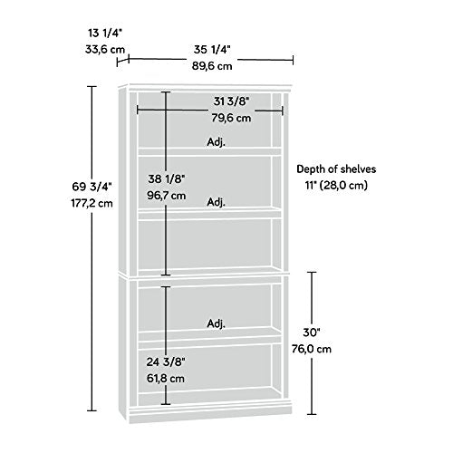 5 Tier Book Shelf Wooden Bookcase for Home Office Living Room C105