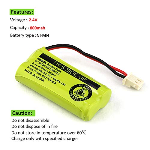 2.4V 800mAh Ni-MH Battery Pack for Cordless Phones (2-Pack) H9026