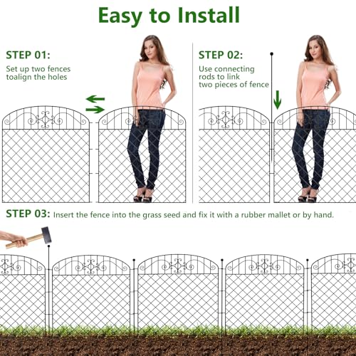 Metal Garden Fence Border for Yard, 32 in H x 11.8 ft L, Rustproof Outdoor Barrier V84591