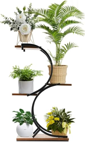 4 Tier Plant Stand Indoor,Tiered Plant Stands for Indoor Multiple Plants,Tiered Planter Shelf Rack Iron Potted Flower Pot Holder Stands for Patio, Garden, Corner, Balcony, Living Room