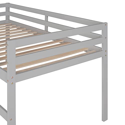Wood House Loft Bed Frame with Slide and Storage Shelves Z806