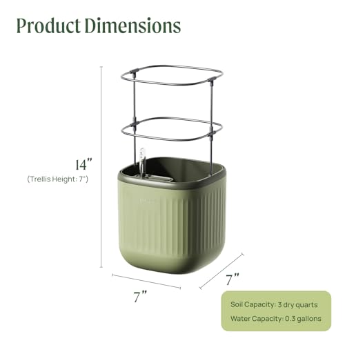 Indoor Mini Planter Pots with Trellis, Self-Watering for Herbs & Climbing Plants J477886