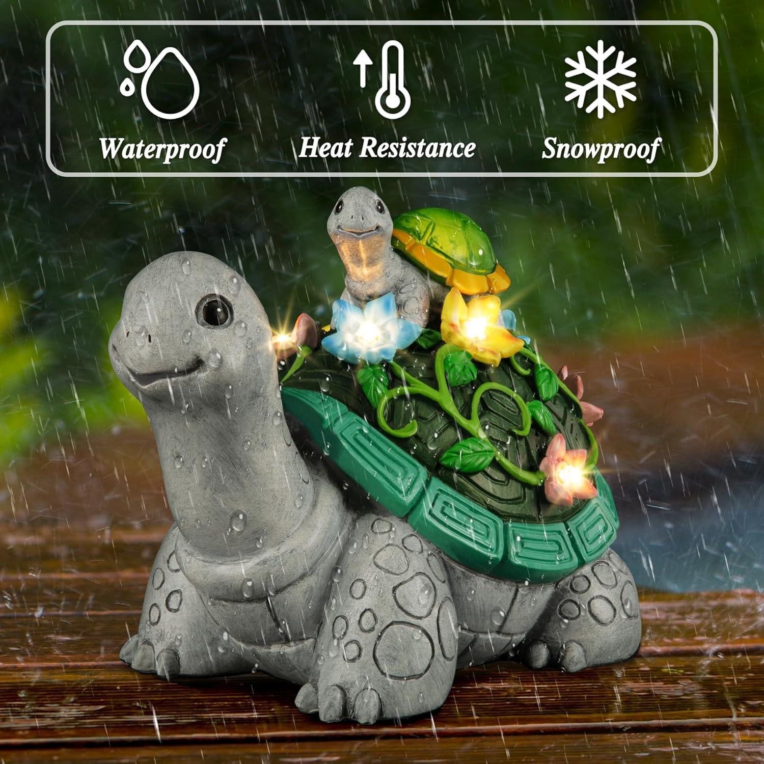 Turtle Solar Garden Statue with LED Lights for Patio Yard Decor N616