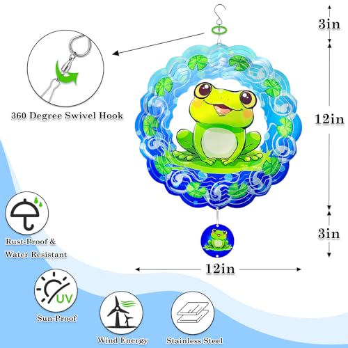 3D Metal Hanging Wind Spinner for Outdoor Garden Decor, 12 Inch A493