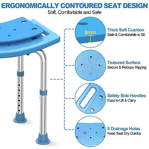 Shower Stool Stainless Steel, Adjustable Anti Slip Bath Chair for Seniors D31917