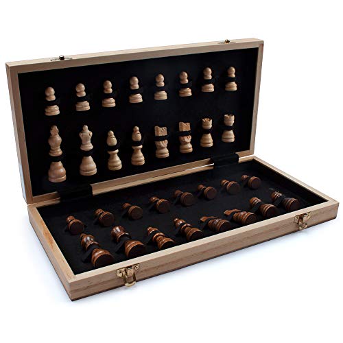 16" 3-in-1 Wooden Folding Chess, Checker & Backgammon Board Game Set L259