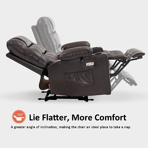 Zero Gravity Power Recliner Chair with Heat and Vibration Massage, USB Ports, Cup Holders, Faux Leather G3748