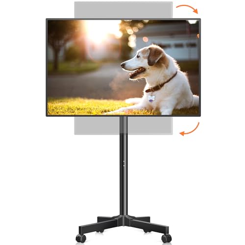 Mobile TV Carts, Rotating Rolling TV Stand on Wheels for 13-50" Flat/Curved TVs Height Adjustable 30° Tilt Floor TV Stand Portable Monitor Stand Holds up to 44lbs Max VESA 200x200mm ML1350