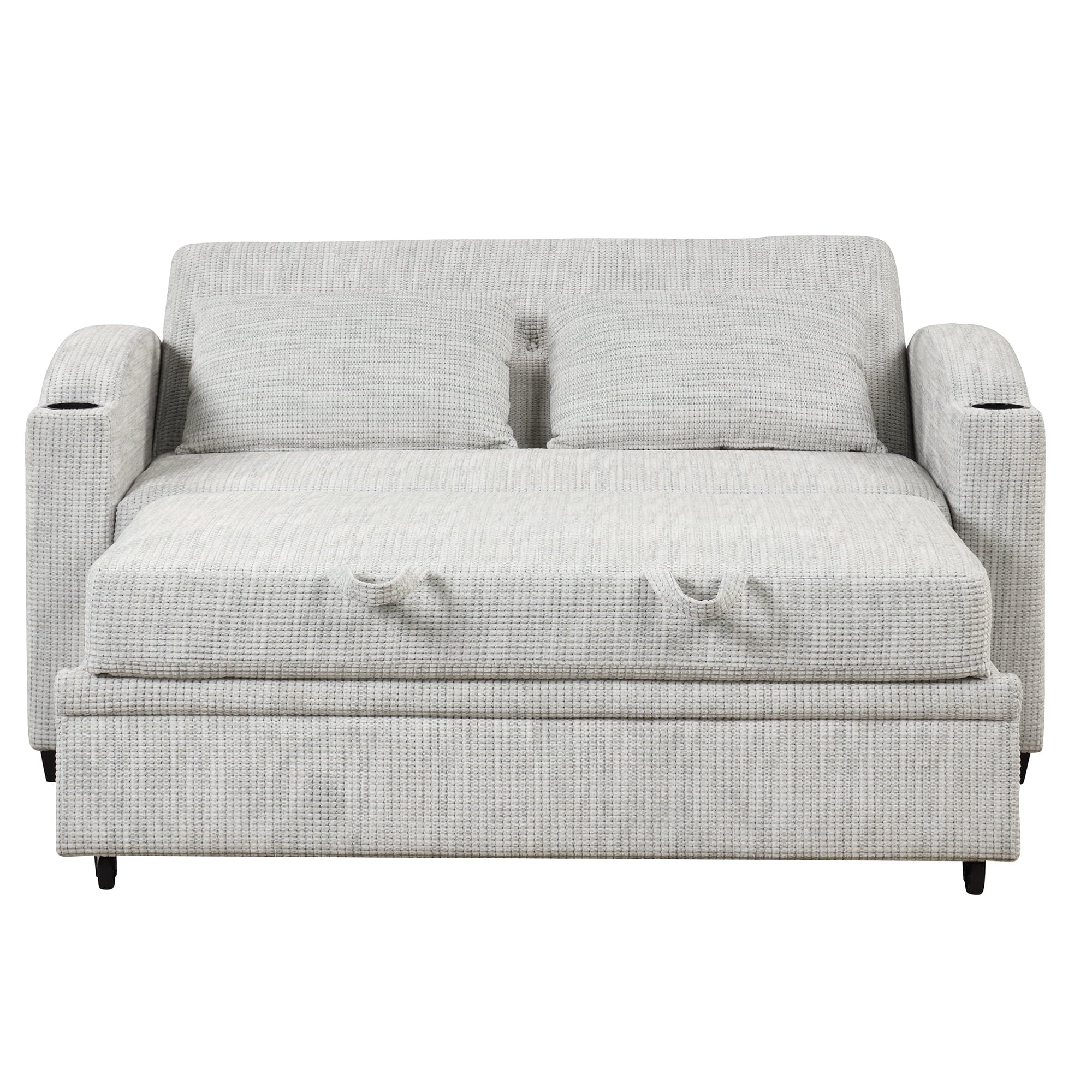 65" Pull Out Sofa Bed Chenille Convertible Loveseat with Adjustable Backrest W33639