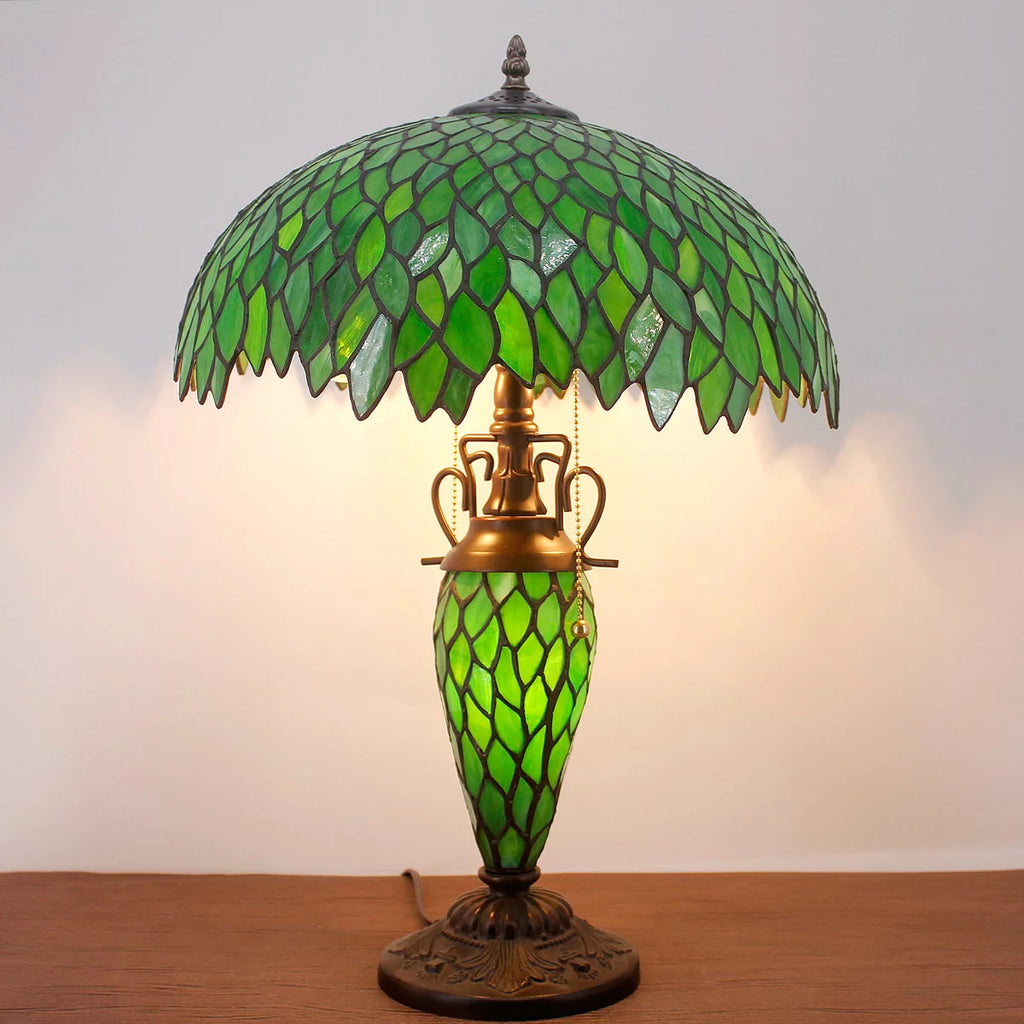Green Stained Glass Wisteria Table Lamp for Living Room Bedroom J562