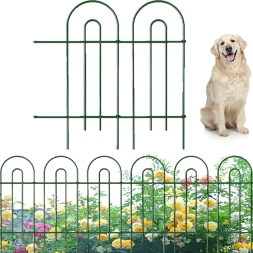 AMAGABELI GARDEN & HOME 35 panels Decorative Garden Fences and Borders for Dogs 18in(H)×50ft(L) No Dig Metal Fence Panel Garden Edging Border Fence For Animal Barrier Fencing for Flower Bed Yard Small