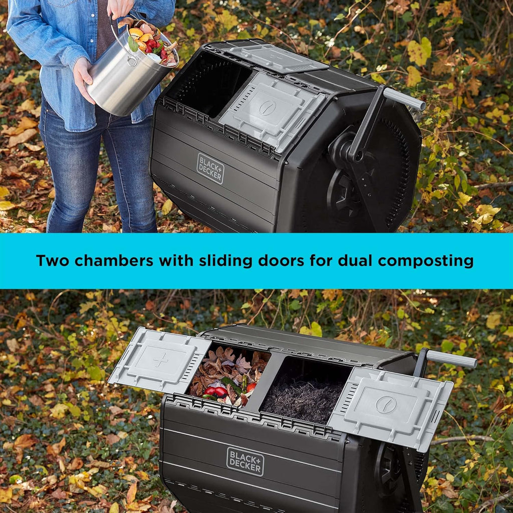 Compost Tumbler, Dual Chamber Composter, 40 Gallon F680160