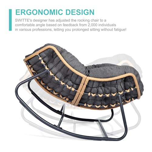 Oversized Patio Papasan Rocking Chair with Wicker Lounge G5657