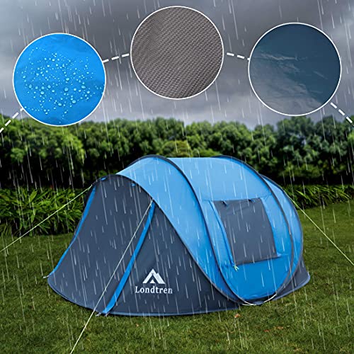 4 Person Pop Up Tent Waterproof Automatic Setup 2 Doors for Camping Hiking Traveling T63223
