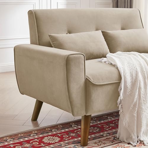 Mid Century Modern Loveseat Sofa with Wood Legs Z78752