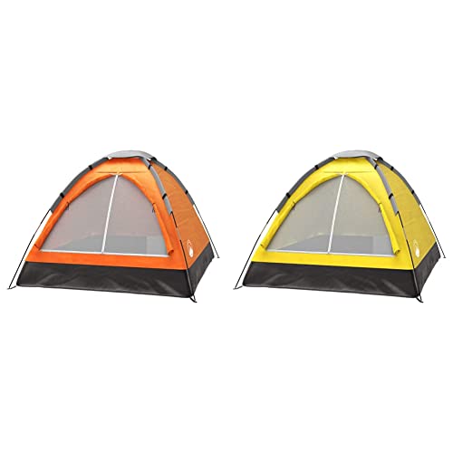 2-Person Camping Tent - Includes Rain Fly and Carrying Bag - Lightweight Compact Outdoor Tent for Backpacking, Hiking, or Beaches by Wakeman (Orange)