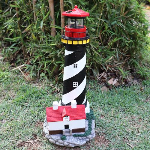 Solar Lighthouse with Rotating Beacon for Outdoor Garden Decor A48617