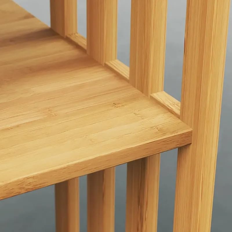 Rotating Bookshelf Tower, 360 Spinning Bamboo Bookcase, 6 Tier Floor Standing Storage Rack U3081