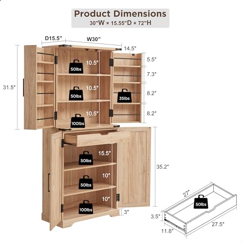 Farmhouse Storage Cabinet with Barn Doors and Adjustable Shelves X3170
