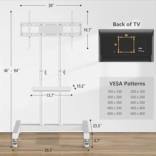 Rolling TV Stand for 32-83 inch TVs, Height Adjustable with Wheels and Laptop Shelf I27401