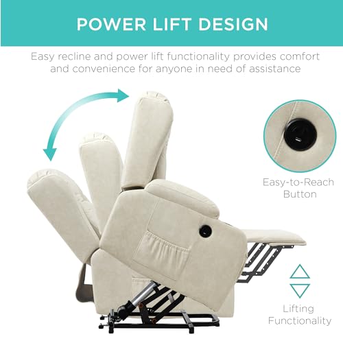 Electric Power Lift Recliner Massage Chair with Heat and USB Port, Brown M560374
