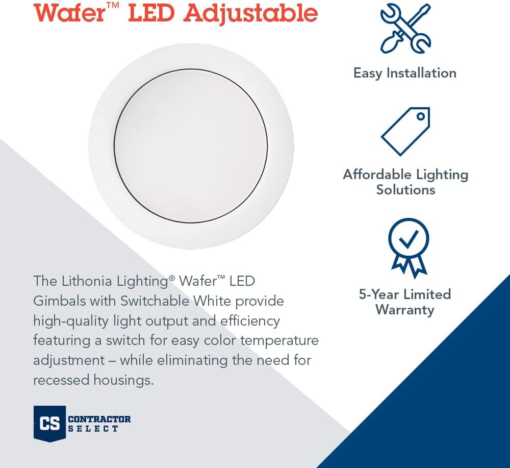 Recessed Wafer Downlight, Ultra Thin Round Trim, Switchable Color Temperature I94489