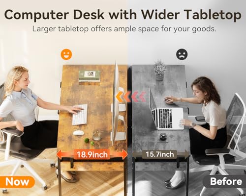 Computer Desk with 6 Drawers, 40 Inch Small Desk with Storage L2851