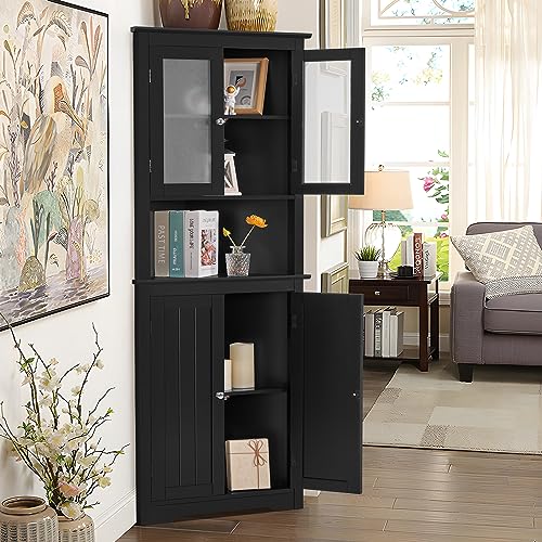 67" Tall Bathroom Cabinet with 2 Doors and 1 Drawer, Adjustable Shelves T930834