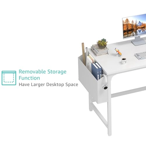 Computer Desk with Fabric Drawers, 40 Inch Reversible Gaming Desk for Small Space Home Office D876