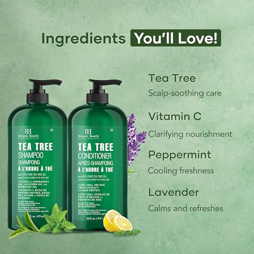 Tea Tree Shampoo and Conditioner Set for Itchy Dry Scalp, Sulfate Free W1398