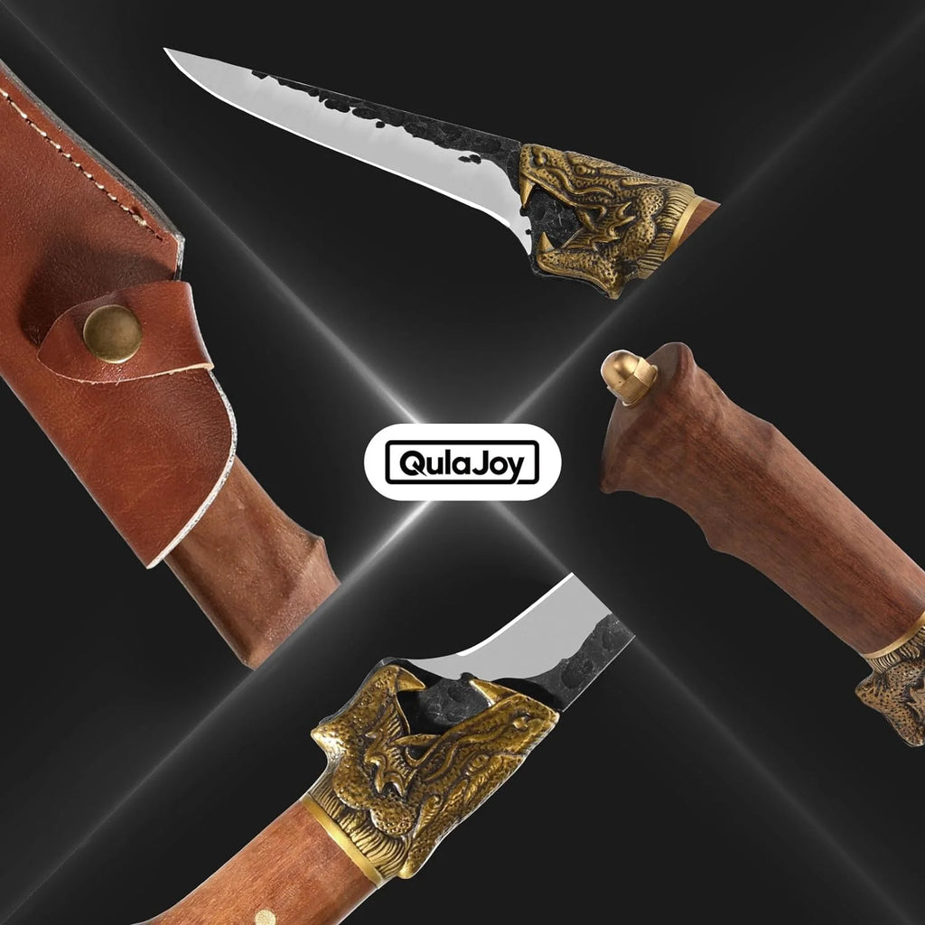 Fillet Knife with Leather Sheath for Camping and Hunting C677