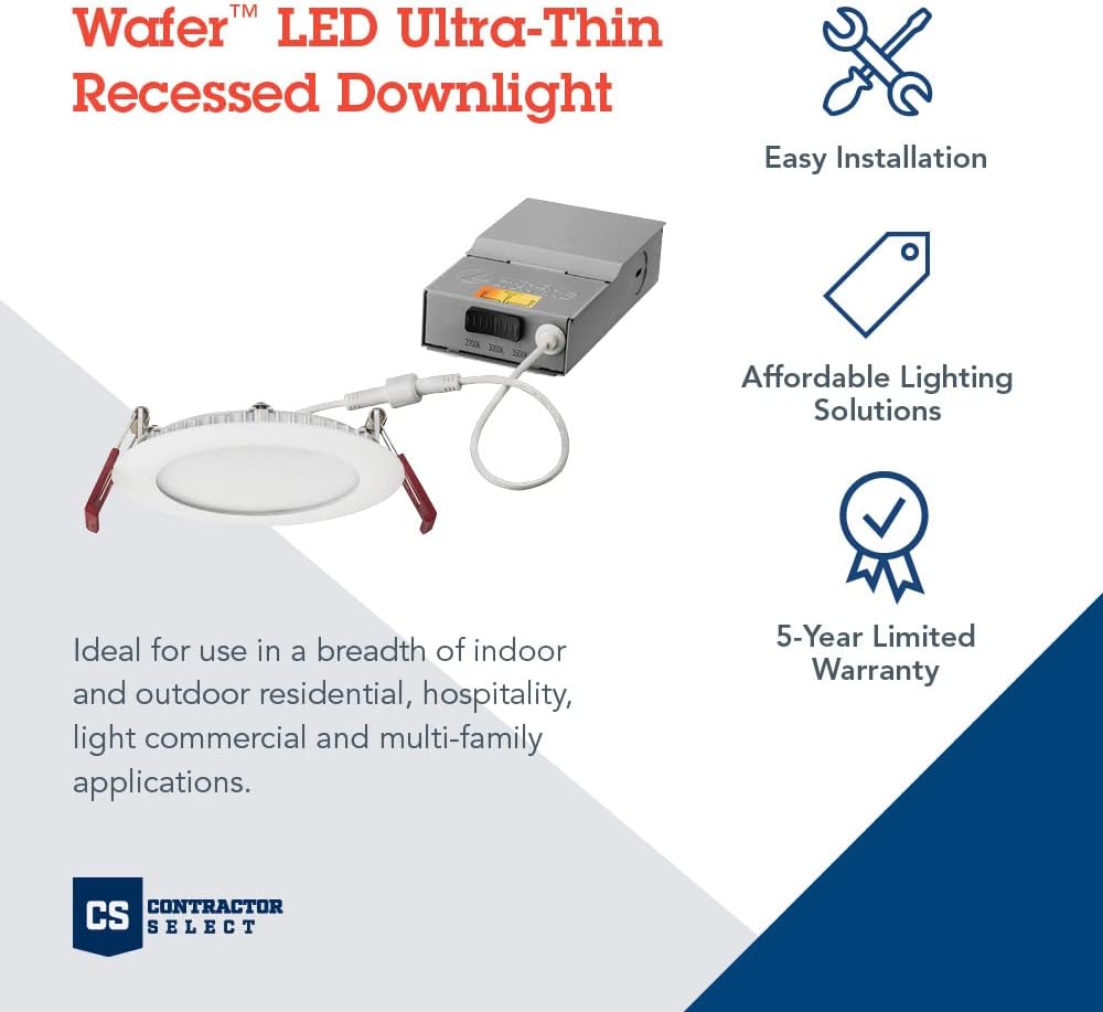 LED Round Baffle Downlight, 6-Inch, 120V, Matte White U1064