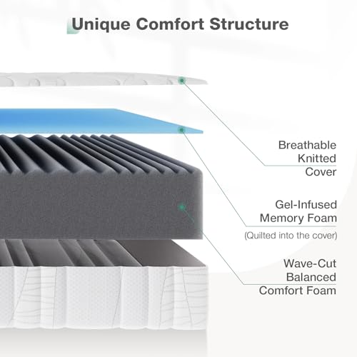 Twin Mattress, 12 Inch Gel Memory Foam, Medium Firm Feel K502