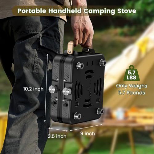 2-Burner Foldable Camping Stove with Griddle and Carrying Bag, Portable Propane H453787