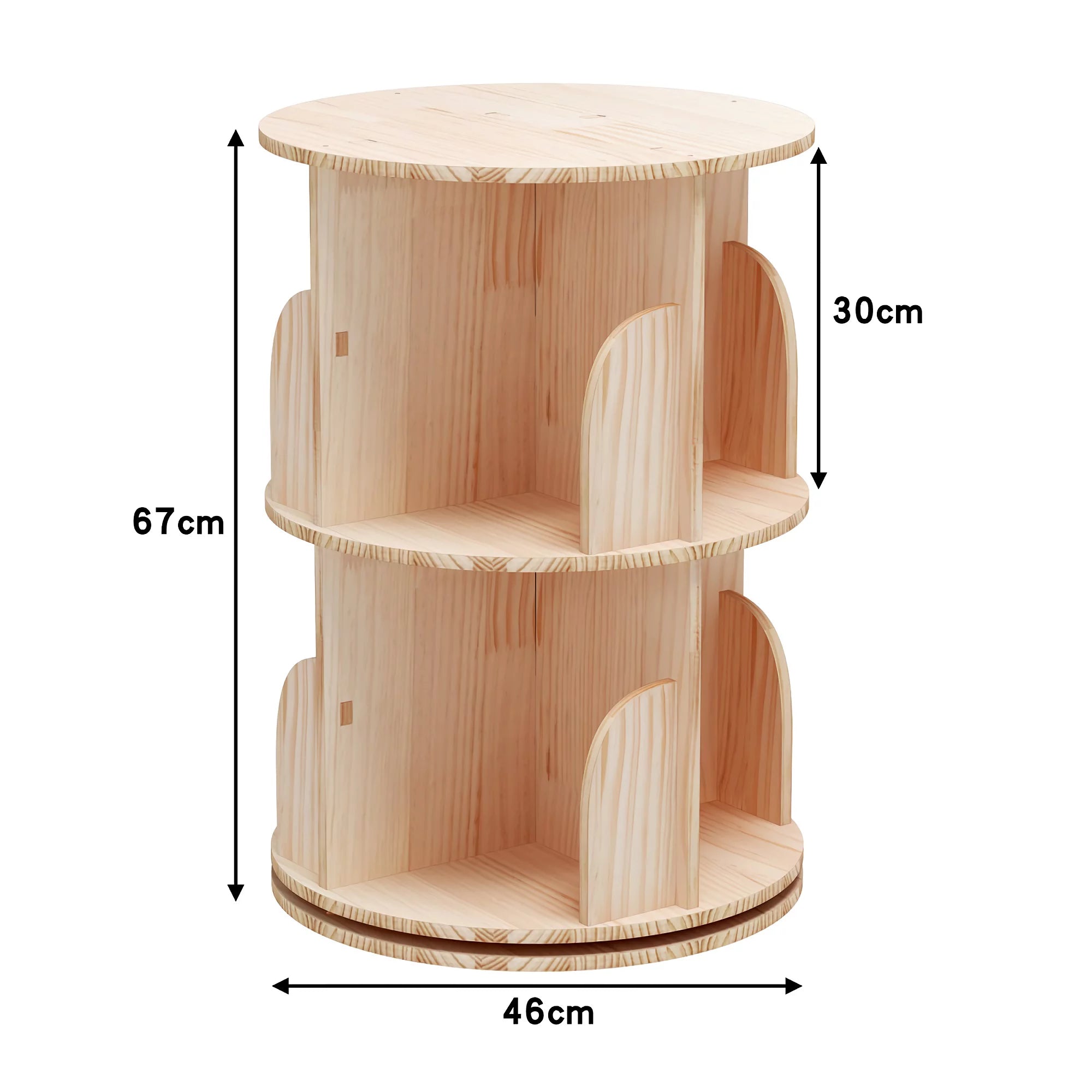 Rotating Bookshelf, 360° Solid Wood Stackable Shelves N6901