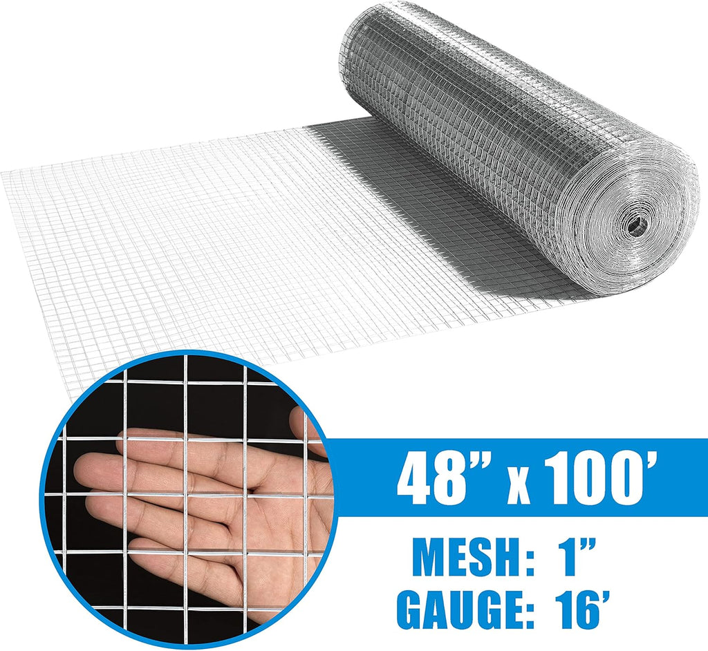 16 Gauge Hot-Dipped Galvanized Welded Wire Fence, 1 inch x 1 inch Mesh, 4 ft. x 100 ft. G128
